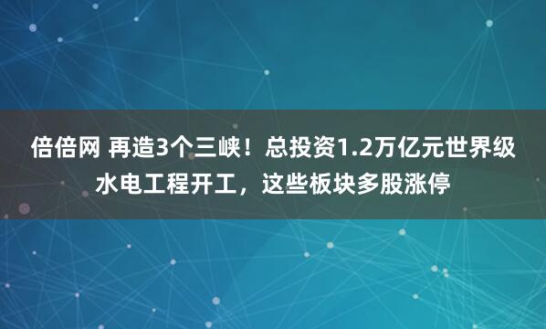 倍倍网 再造3个三峡！总投资1.2万亿元世界级水电工程开工，这些板块多股涨停