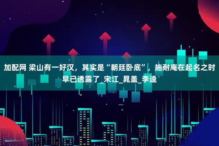 加配网 梁山有一好汉,其实是“朝廷卧底”,施耐庵在起名之时早已透露了_宋江_晁盖_李逵